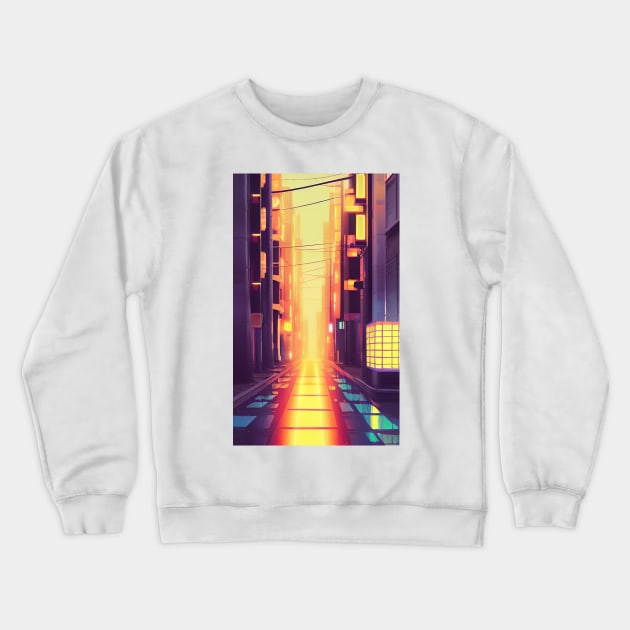 Tokyo Nights Neon Dreams Crewneck Sweatshirt by aestheticand